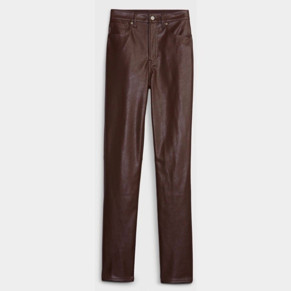 NWT GAP High Rise Vegan Leather Slim Pants in Espresso Brown - Picture 8 of 8